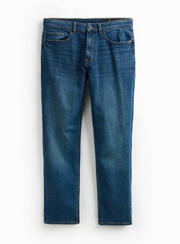 Dark Rinse Stretch Denim Straight Leg Jeans 44S